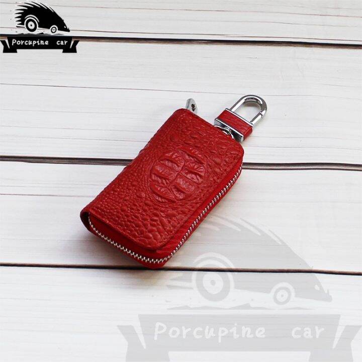 dfthrghd-crocodile-skin-texture-car-leather-case-key-case-for-audi-toyota-volkswagen-skoda-mazda-mitsubishi-ford-bmw-kia-key-bag-keychain