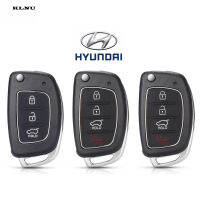 KLNU เคสที่ห้อยกุญแจสำหรับ Hyundai HB20 SANTA FE I40เน้น IX45กรอบกุญแจแบบพับได้กระดุม3/4เม็ดรีโมทพลิกพับได้