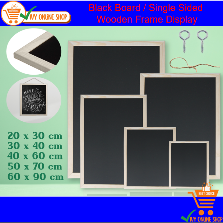 Blackboard Single Sided Wooden Frame Display Message Menu Chalkboard