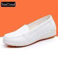 Breathable Womens Flats White Nurse Shoes 2019 Spring Summer Slip on Loafers Ladies Flat Platform Shoes