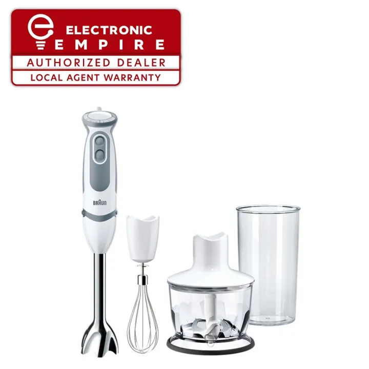 Braun MultiQuick 5 Vario Hand Blender, 1000W Motor, 21 Speed Control,  SplashControl Technology, One-Hand Speed Wheel, White/Gray