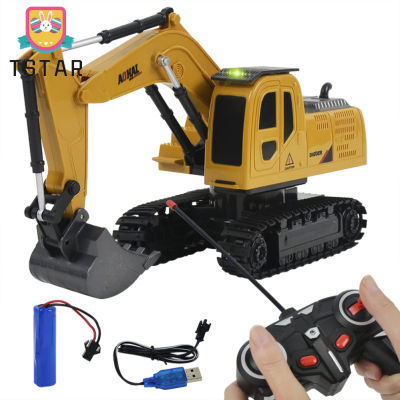 TS【Fast Delivery】RC Alloy Construction Car Digger 6 CH Alloy Excavator Crane RC Construction Vehicle Toys Alloy Car Model【cod】