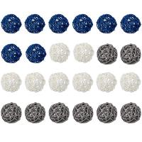 Rattan Ornaments Decorative Ball Decoration Home Decor Room Kitchen Wedding Decorations, Dark Blue, Gray, White