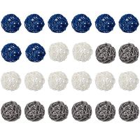 Rattan Ornaments Decorative Ball Decoration Home Decor Room Kitchen Wedding Decorations, Dark Blue, Gray, White