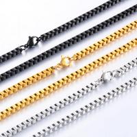 Women Men Square Box Chain Necklace Stainless Steel Choker Bracelet for Ladies Girls Black/Silver/Gold Color Plated Jewelry Gift Fashion Chain Necklac