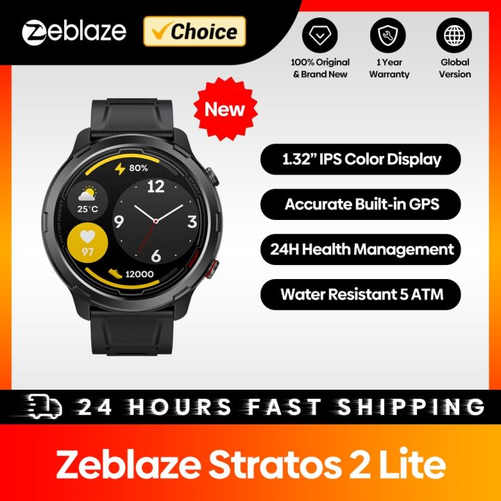 Zeblaze Stratos 2 Lite Outdoor GPS Smart Watch Built in GPS Multiple Sport  Modes Compass 24H Health Tracking 5 ATM Watch