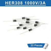 20ชิ้น DO-201AD HER308 308 3A หลอดอิเล็กตรอนกระแสตรงเร็วการฟื้นคืนแบบเร็วพิเศษ1000V ของแท้ใหม่