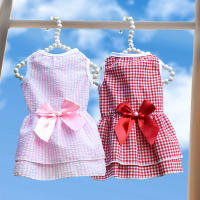 Female Dog Dress Vertical Stripe Butterfly Dress Pet Jumpsuit Cat Dress Dog Summer Thin Dress