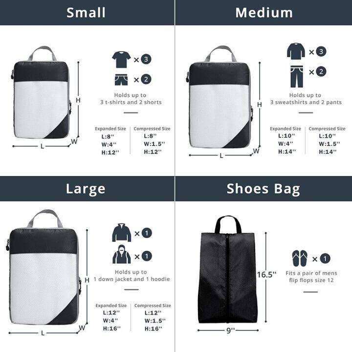 travel-portable-luggage-organizer-storage-bags-compression-packing-cubes-shoes-bags-with-mesh-lightweigh-foldable-handbag-pouch