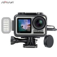 【Booming】 DhakaMall SOONSUN กรอบป้องกันเคสฝาครอบ Mount พร้อมอะแดปเตอร์รองเท้าเย็นสำหรับ Osmo Action Sport Camera Accessories