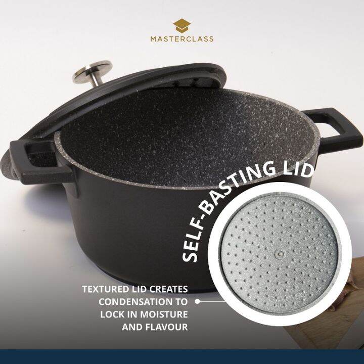 masterclass-double-layer-non-stick-lightweight-cast-aluminium-casserole-dish-cooking-pot-with-lid-works-with-all-hobs-and-oven-safe-black-หม้ออบพร้อมฝา