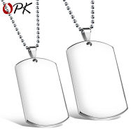 Rectangular Dog Tag Titanium Steel Necklace Pendant Square Plate Glossy Student Necklace Birthday Gift Wholesale