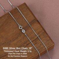 Lo Paulina Genuine PT990 Sterling Silver Box Chain For Woman 1.0mm 16"18" Necklace 18K GoldRose Gold Platinum Collar LPS002