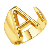 26pcsset A~Z GoldChic Gold Bold Initial Letter Open Ring Adjustable Statement Rings Personalised Engraved Women’’s Signet Ring