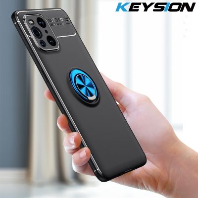 「Enjoy electronic」 KEYSION Shockproof Phone Case for OPPO Find X3 X3 Pro 5G Silicone Metal Ring Stand Phone back cover for OPPO Find X3 lite X3 Neo