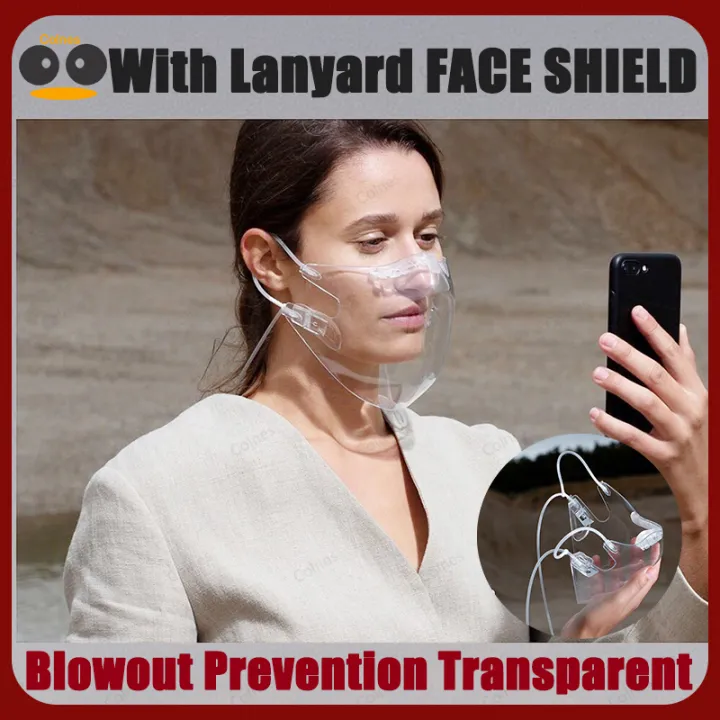 Colnes Face mask Mask with lanyard Transparent protective surface Reusable antifogging durable