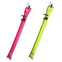 2 Pcs 1M Scuba Diving Inflatable Smb Surface Signal Marker Buoy Visibility Float Signal Tube Sausage-Yellow &amp; Rose Red