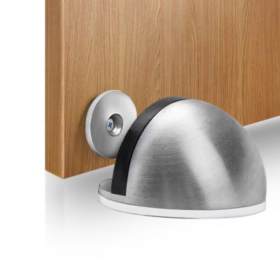 【LZ】 Stainless Steel Rubber Door Stopper Non Punching Sticker Hidden Door Holders Floor Mounted Nail-free Door Stops Door Holder