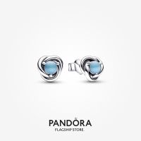 Official Store Pandora Turquoise Blue Eternity Circle Stud Earrings