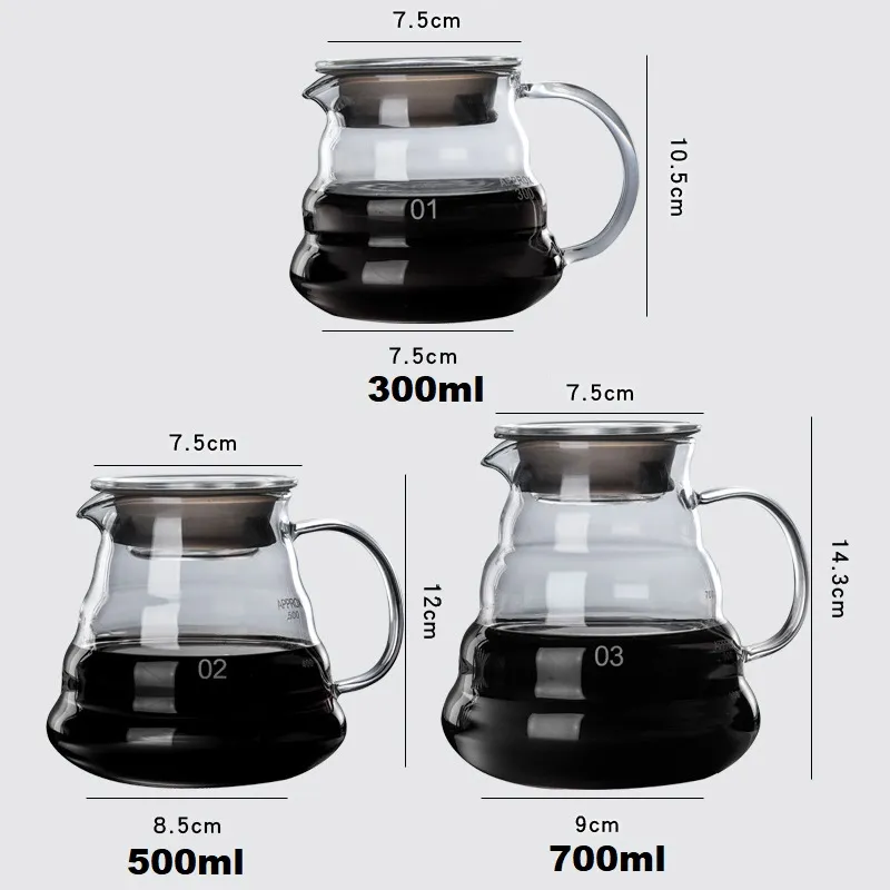 Hand Brew Coffee Filter High Borosilicate Glass Coffee Sharing Pot