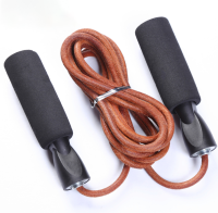 Fitness Bold Leather Adjustable Speed Skipping Jump Rope For Handle