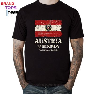 Vintage Look Austria Flag T Shirt Free Custom Made Black White Logo Printed Clothing Aut Country T-Shirt German Nation Flag Tees