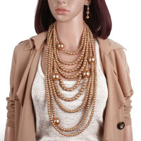 Multi Layer Pearl Chain Necklace For Women Bib Beads Collar Nigerian Wedding Indian Accessories Amazing African Jewelry Sets