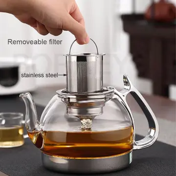 1L Induction Cooker Borosilicate Electromagnetic Glass Teapot