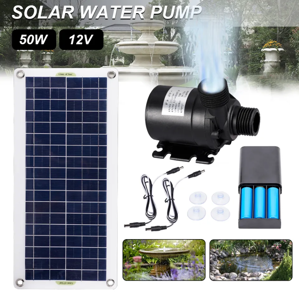50W Solar Panel Powered Water Pump Set 800L/H Submersible Water Pump Small  Brushless Water Pump Motor For Garden Pool Pond Aquarium | Lazada Singapore