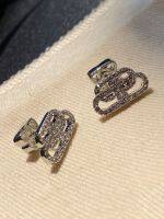 2023 Genuine  Versatile for everyday use   Simple diamond-encrusted letter B earrings feminine versatile and high-end earrings