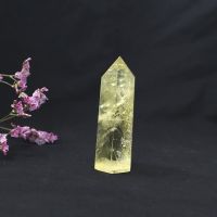 Wholesale Natural Citrine Hexagonal Rod Point Quartz Healing Stone Mineral Ornament Modern Home Decoration Small Decora Gift 1PC