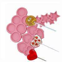 Silicone Lollipop Mold and Sticks Round Heart Flower Star Shape Hard Candy Epoxy Resin Cake Decorating Tool Baking Accessories Bread  Cake Cookie Acce