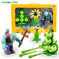 Freedom Time PLANTS VS ZOMBIES ของเล่นเป่าฟิกเกอร์ตัวการ์ตูนแอคชั่นตลกโมเดลเครื่องประดับสำหรับของขวัญเด็กชายหญิง