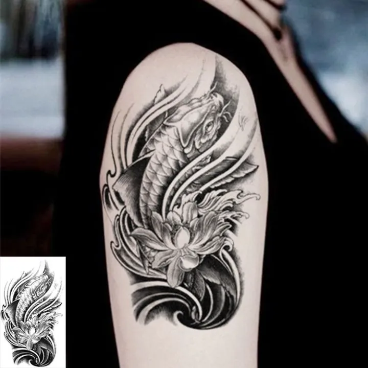 tattoo sticker for men Carp waterproof tattoo stickers men's 3D koi lotus spray sea waves rich fish female bag calf flower arm simulation lasting | Lazada PH tattoo sticker for men Carp waterproof tattoo stickers men's 3D koi lotus spray sea waves rich fish female bag calf flower arm simulation lasting | Lazada PH