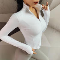 Autumn Sport Jacket Women Long Sleeve Zip Fitness Yoga Shirt Top Workout Gym Activewear Sport Running Coats Training Clothes