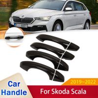 Haywood1สำหรับ Skoda Scala 2019 2020 2021 2022สติกเกอร์ฝาครอบมือจับประตูสีดำ Luxuriou อุปกรณ์เสริมฟิล์ม