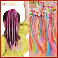 MUBAI อุปกรณ์เสริมผม ที่ต่อผม น่ารักน่ารักๆ สีสันสดใส เปียที่มีสีสัน กิ๊บติดผม คลิปจับยึด ผมหางม้าถักสายรุ้ง เด็กเด็กผู้หญิงเด็ก