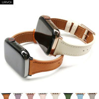 URVOI Band สำหรับ Ultra Series 8 7 6 SE54321หนังแท้ Slim สำหรับ สี่เหลี่ยมผืนผ้า Classic Pin Buckle