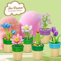 Flower Building Toy Various Styles Sunflower Rose Chrysanthemum DIY Bricks Plastic Model Skills Training Educational Toy Potted Plant Building Blocks Girl Assembling Toy Birthday Gift Cute Flower Building