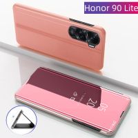 สำหรับ Honor 90 Lite 5G 90 Lite Honor90Lite 2023เคสโทรศัพท์แบบฝาพับหนังกระจกแม่เหล็กหรูหราปกป้องคลุมทั้งหมดกันกระแทกและนิ่มฝาหลังแข็ง