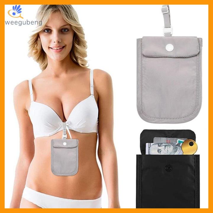 WEEGUBENG RFID-Blocking Hidden Bra Wallet Protect Your Passport with  Adjustable Elastic Strap Money Pouch Fashion Ultra-thin Lingerie Coin Pouch  Women Girls