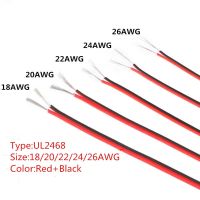 10เมตร Ul2468 18/20/22/24/26 Awg สีแดงและสีดำไฟฟ้าลวดทองแดงกระป๋องฉนวนพีวีซีขยาย Led แถบเคเบิ้ล