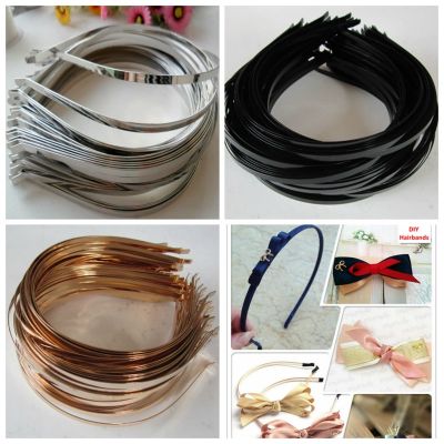 【YF】 50Pcs/Lot 3mm 5mm 7mm 10mm Silver Gold Black Metal Hairband Decorative Headband for Girls Wholesale Craft Hair Hoop Headwear