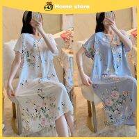 【Ready Stock】 ☬⊙ C15 ?24 colors?Bees baju tidur wanita plus size Night dress Satin-Cotton silk V-neck Nightdress las sleeping dress summer new short-sleeves cartoon printed Pajamas