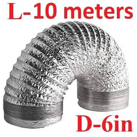 Flexible Aluminum Air Duct 6 inches x 10 meters Aluminum Foil Flexible  Ducting Ventilation HVAC 150mm x 10M Tube Hose | Lazada PH