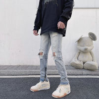 Straight loose multi-functional light knee hole modern mens jeans beggar pants KANYE hip-hop pants