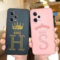 สำหรับ Xiaomi Redmi Note 12 Pro + Plus 5G กรณีโทรศัพท์พิเศษ King &amp; Queen Crown AZ 26Letter นุ่มบางเฉียบซิลิโคนป้องกันการหล่นสำหรับกรณี Redmi 12Pro + กันชน