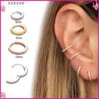 XUESHE 1PC 6/8/10mm ซิลเวอร์ โกลด์ โรสโกลด์ Helix Cartilage Tragus CZ เจาะหู แหวนจมูก เครื่องประดับร่างกาย ต่างหูฮักกี้ฮูป