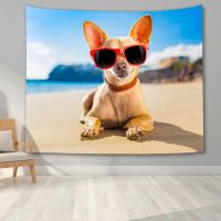 3D Cartoon Dog Painting Tapestry Family Living Room Bedroom Dormitory Large Size Tapestry Beach Towel Wall Hanging