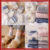 SHOUS สเกตบอร์ด ของขวัญคริสต์มาส นุ่ม ถุงเท้านอน หนา ถุงเท้ากำมะหยี่ปะการัง Cashmere Sox ถุงเท้าตั้งพื้น ลายอุ้งเท้า